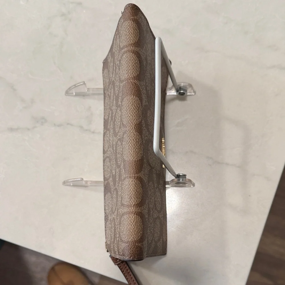 Coach Signature Brown and Tan Wristlet - Picture 5 of 8